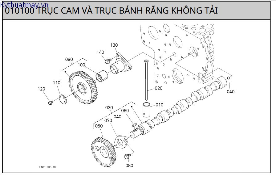 Trục cam và bánh răng không tải